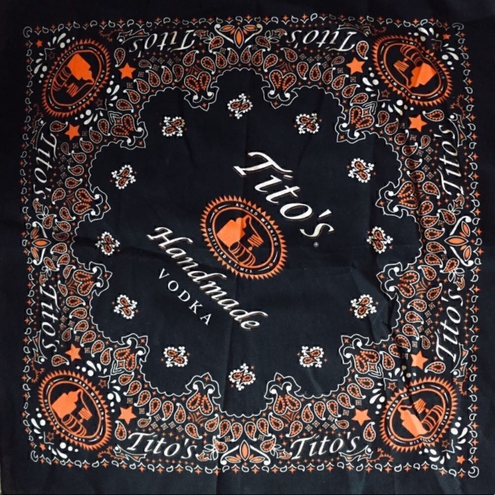 New Tito’s scarf black white orange festival wear
